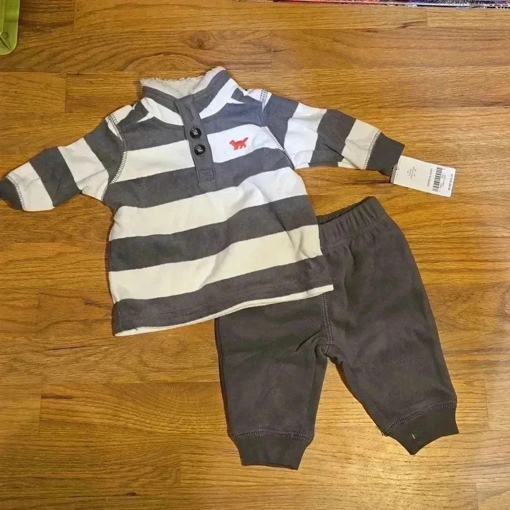 Carter's Baby Boy Gray Sweat Set NWT